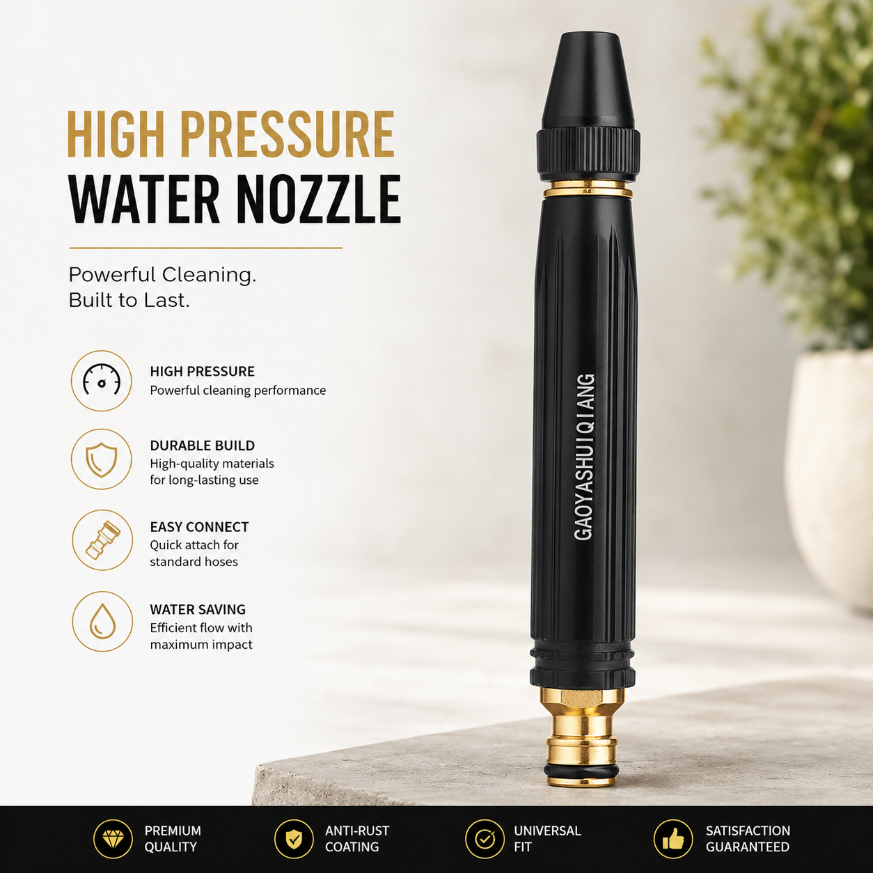 Portable High Pressure Washing Water Gun Car Wash Nozzle Adjustable Nipple Type Direct Spray Home Garden Shower Watering Hose